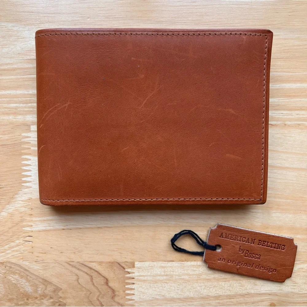 AMERICAN BELTING by BOSCA Italian Leather Bifold Wallet w/ Removable I.D. Insert